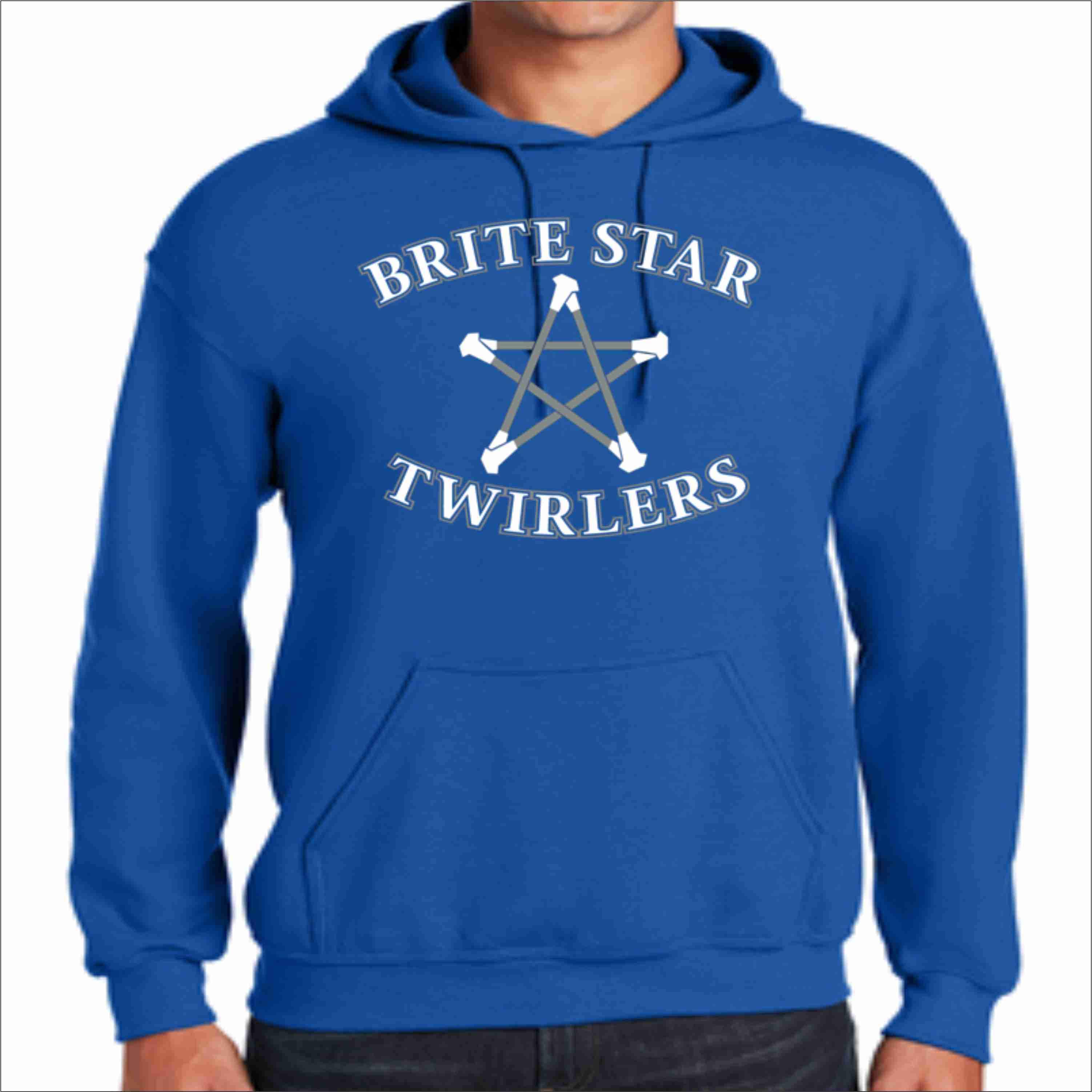 Brite Star Twirlers- Adult Screen Printed Hoodie Hoodie Beckys-Boutique.com Small Blue